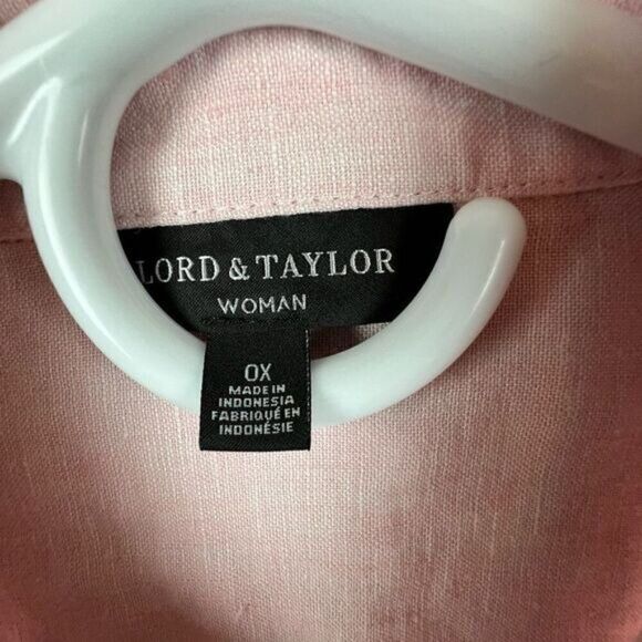 LORD & TAYLOR WOMENS PINK LINEN BLOUSE SIZE 0X - Picture 5 of 10